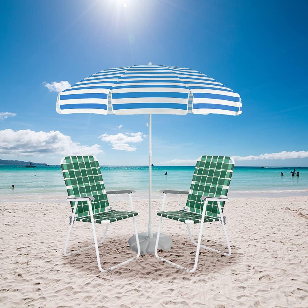 VINGLI Patio Lawn Webbed Folding Chairs Set of 2 Outdoor Beach Portable Lawn Chair