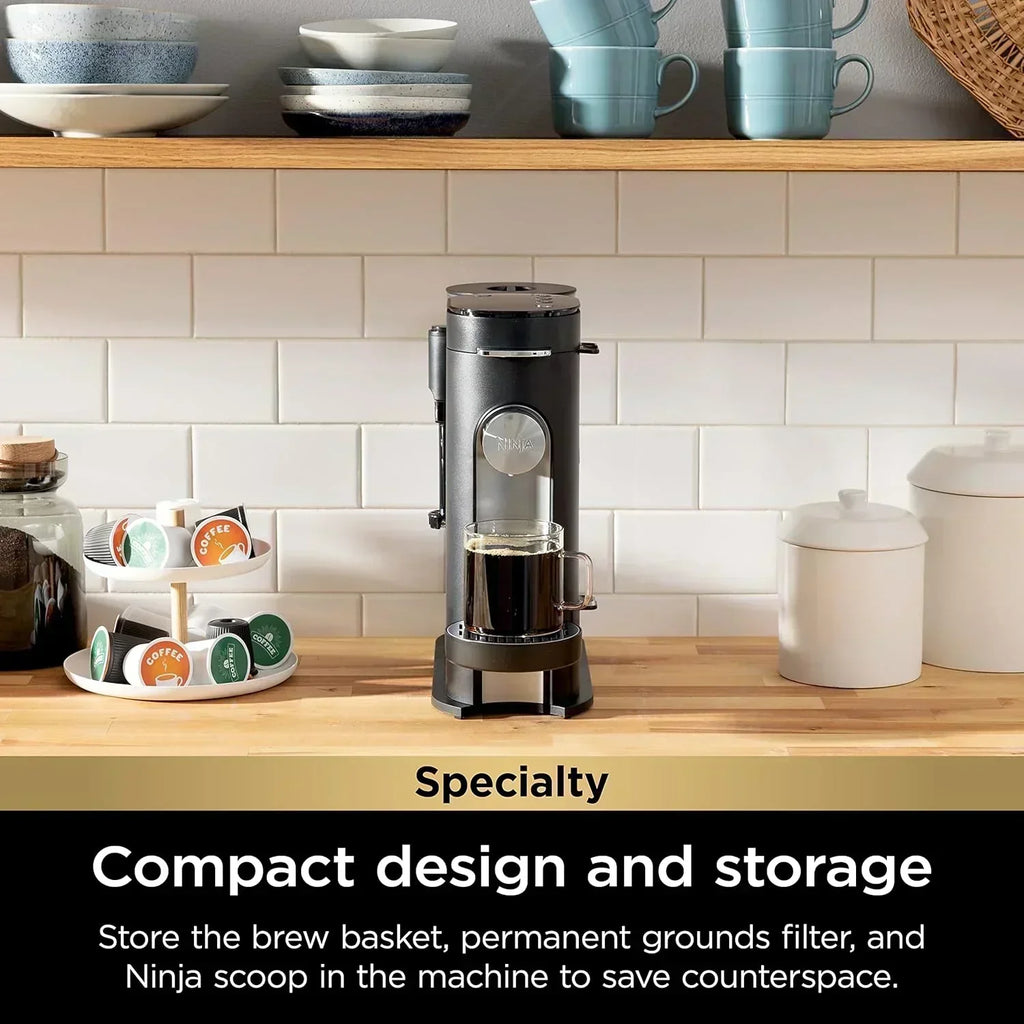 Ninja Coffee Maker Single Cup Brews with pods and grounds K-Cup compatible 4 brewing methods