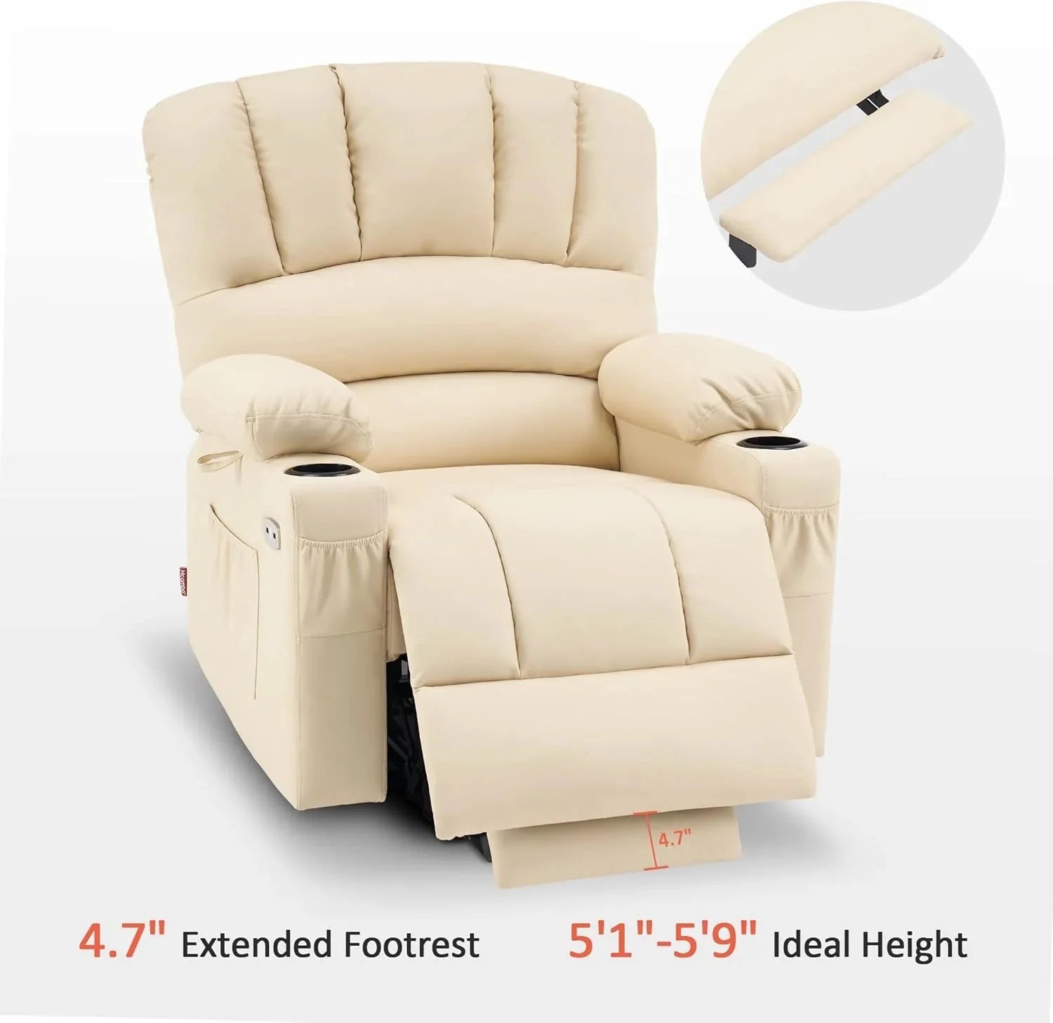 Heated Lift Recliner for Seniors with USB & Cup Holders