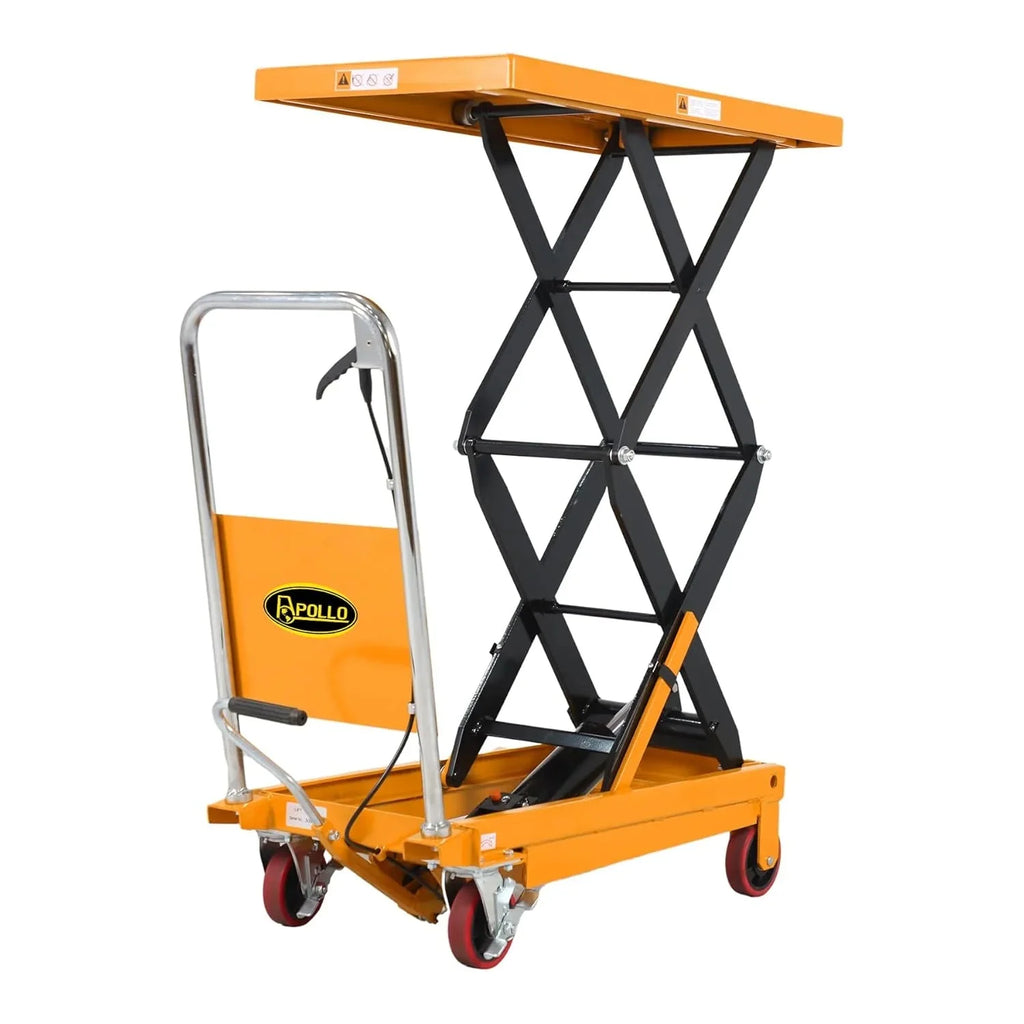 APOLLOLIFT Hydraulic Lift Table Cart – 770 lbs Capacity, 51 Max Height, Double Scissor Lift with Safety Guard & 4 Wheels