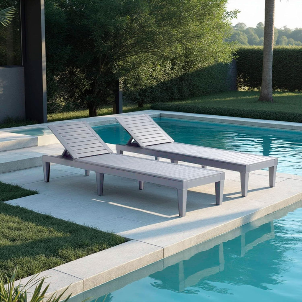 Patio Chairs Black Chaise Lounge Chair Outdoor 5-Position Adjustable Sun Tanning Chair