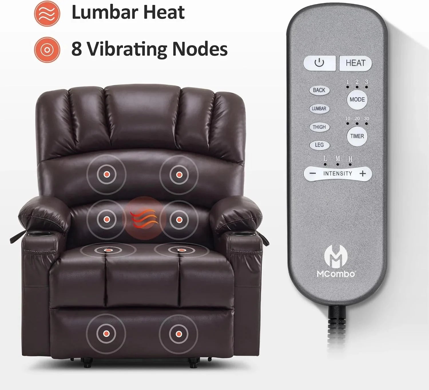 Heated Lift Recliner for Seniors with USB & Cup Holders