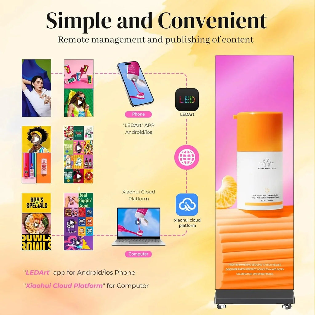 80 P1.86 Flexible Spliceable LED Poster Display – USB Plug-and-Play, Mobile & PC Remote Control, Digital Signage Advertising Screen (Silver, 1-Pack)