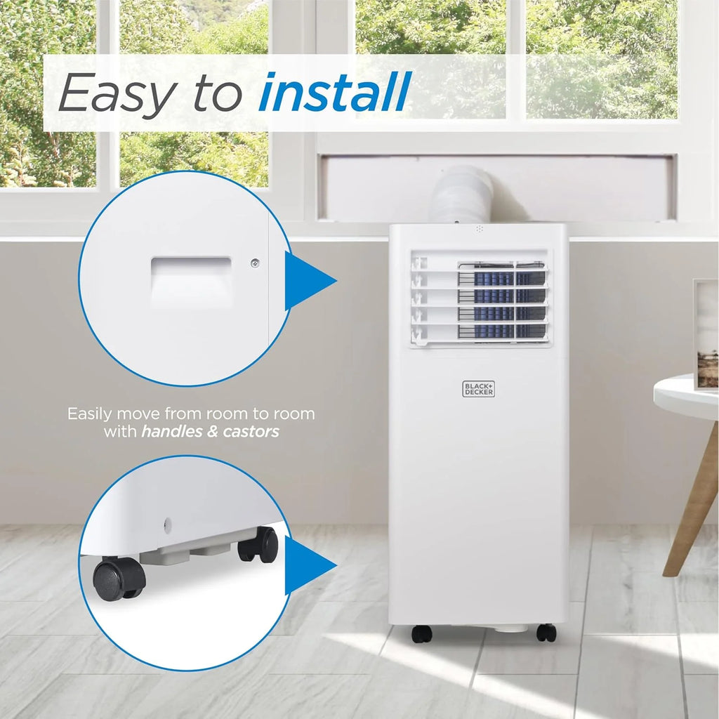 BLACK+DECKER 10,000 BTU Portable Air Conditioner for Rooms up to 450 Sq. with Remote Control, White