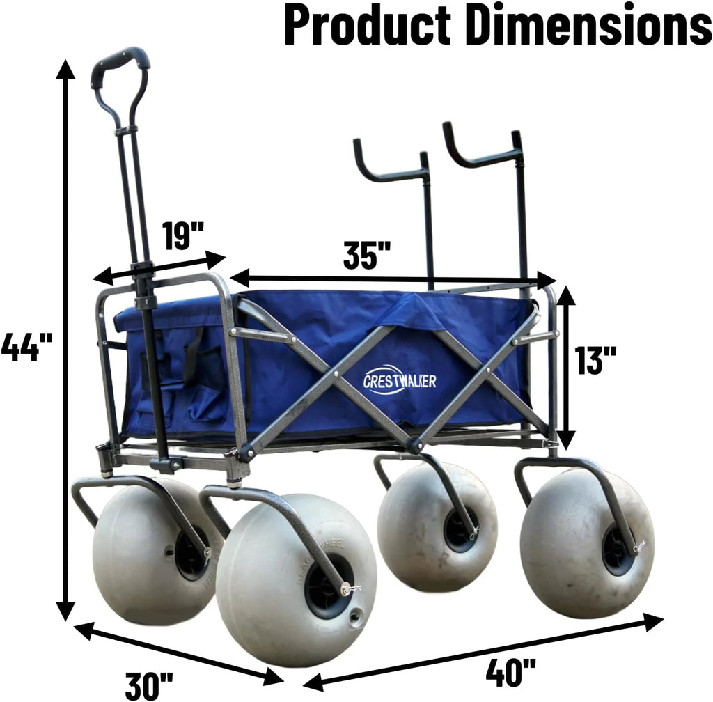 Beach Cart with 13 Balloon Wheels, Chair Racks & Pump Included
