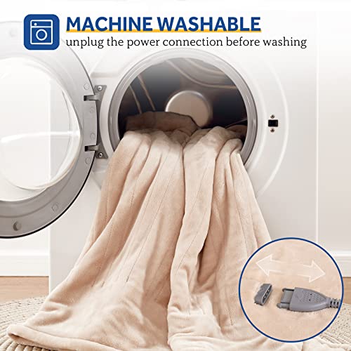 SEALY Electric Blanket King Size, Flannel Heated Blanket with 10 Heating Levels