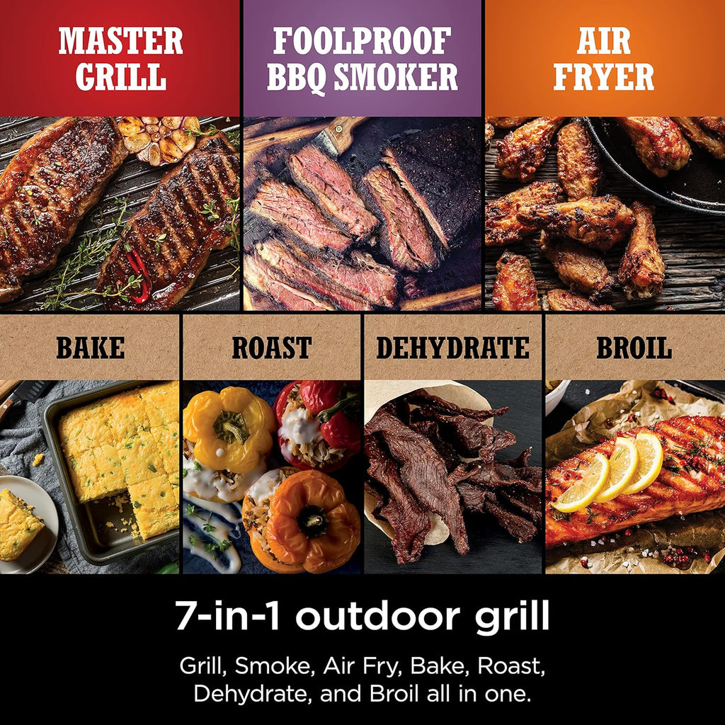 OG751 Woodfire Pro Outdoor Grill Built-In Thermometer 7-in-1 Master Grill BBQ Smoker