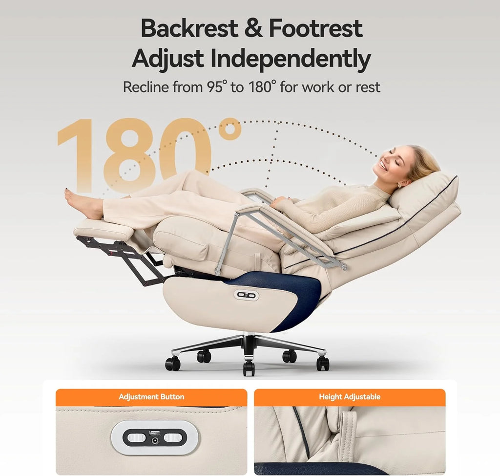 M80 Dual Motor Executive Office Chair with Footrest, Big & Tall, 420lbs, Beige