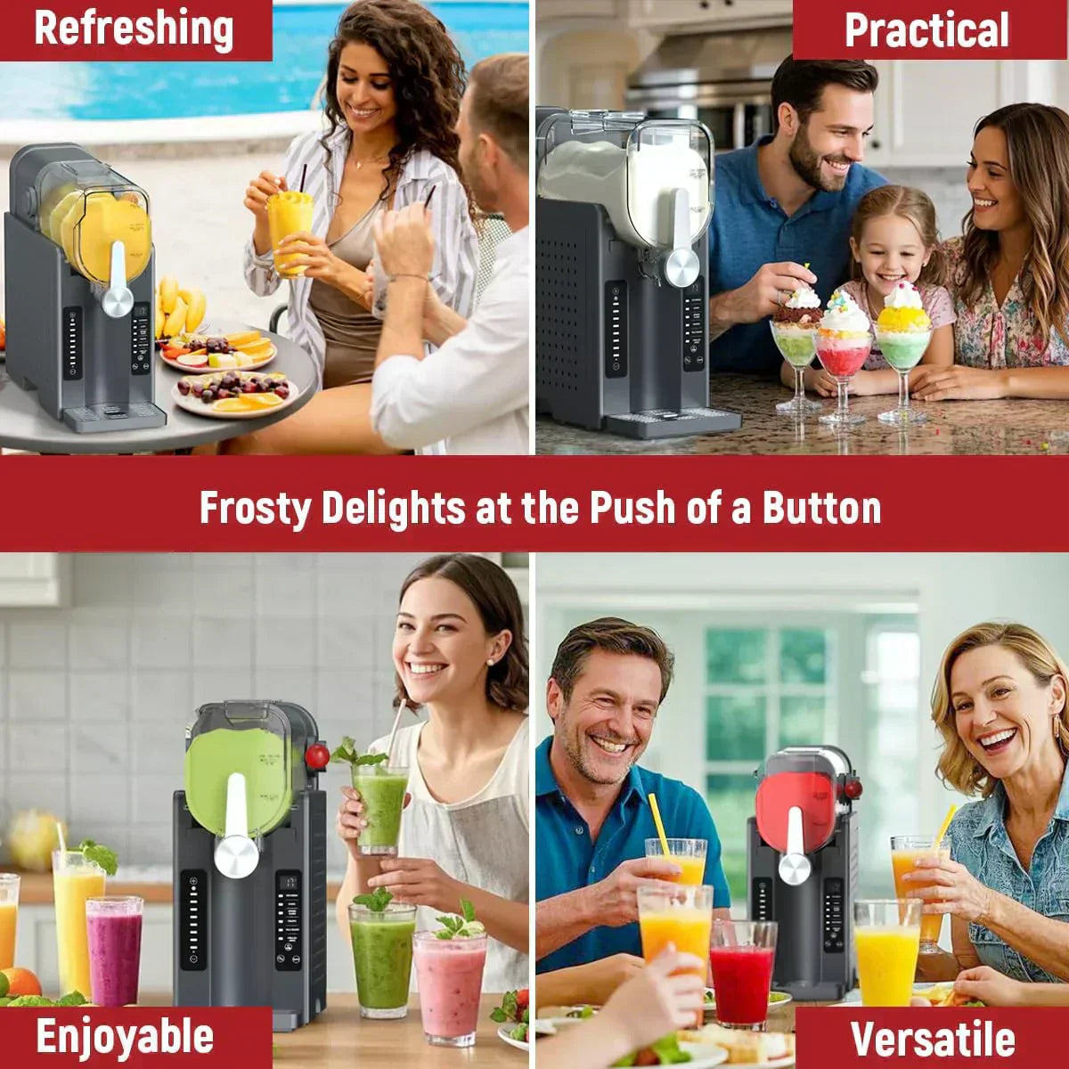 Slushie Machine No Ice Needed All-in-One Slushy Maker for Home Real-Time Temp Display
